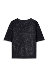 Blusa Visco Boxy Ellus Glitter Preto