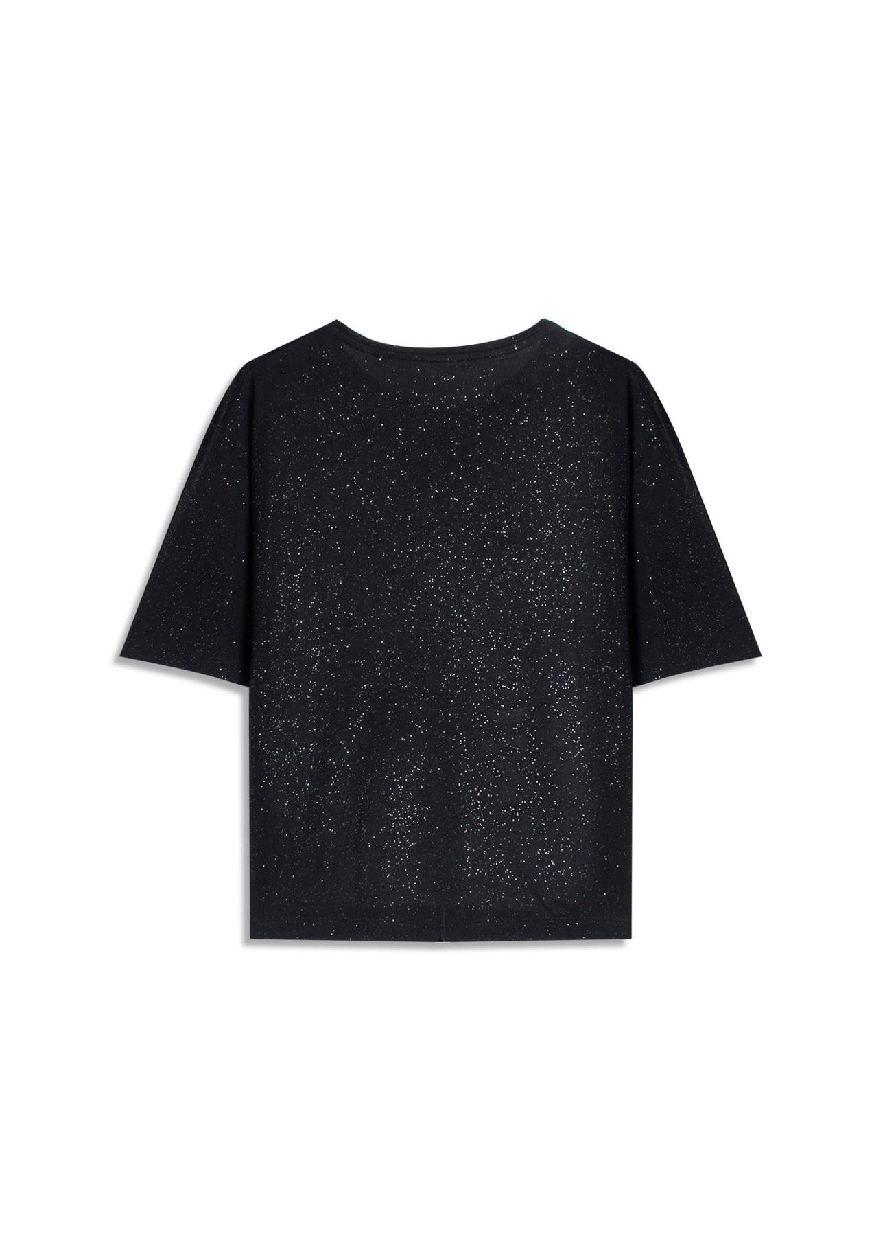 Blusa Visco Boxy Ellus Glitter Preto