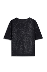 Blusa Visco Boxy Ellus Glitter Preto