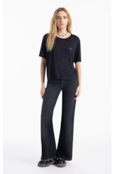 Blusa Visco Boxy Ellus Glitter Preto