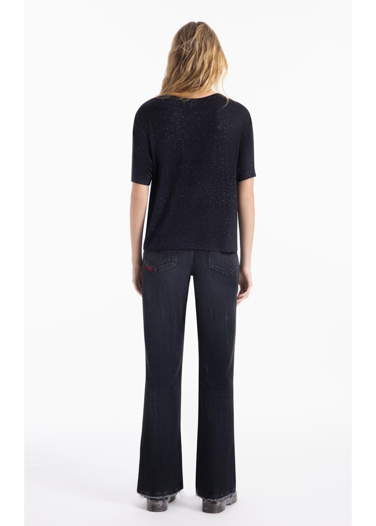 Blusa Visco Boxy Ellus Glitter Preto