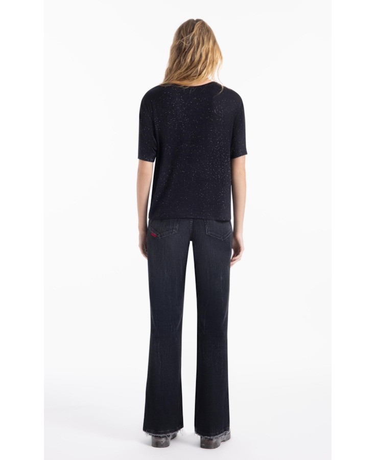 Blusa Visco Boxy Ellus Glitter Preto