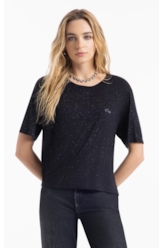 Blusa Visco Boxy Ellus Glitter Preto