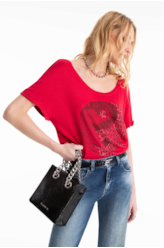 Blusa Visco Canoa Ellus Onça Vermelho