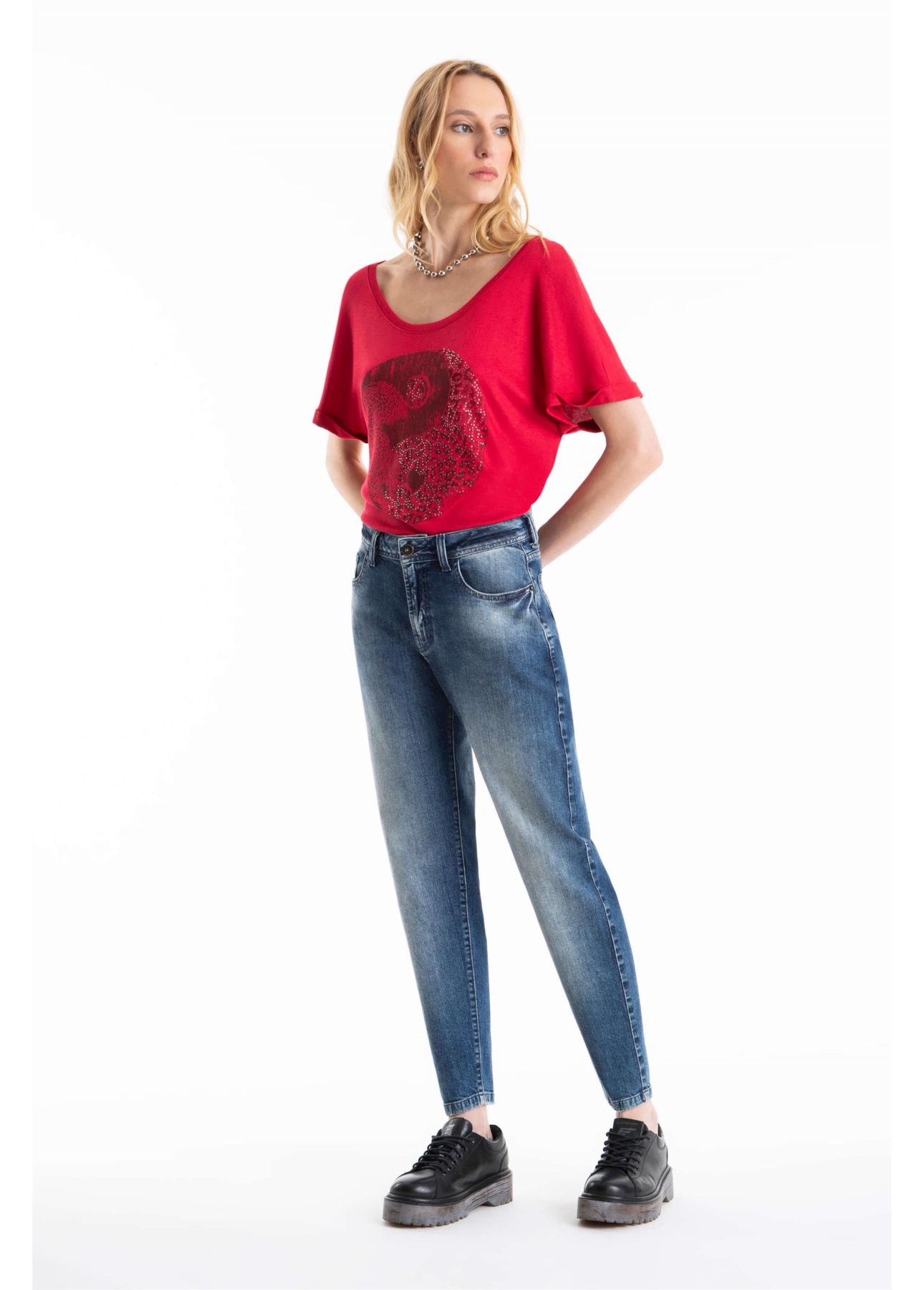 Blusa Visco Canoa Ellus Onça Vermelho