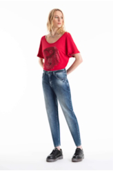 Blusa Visco Canoa Ellus Onça Vermelho