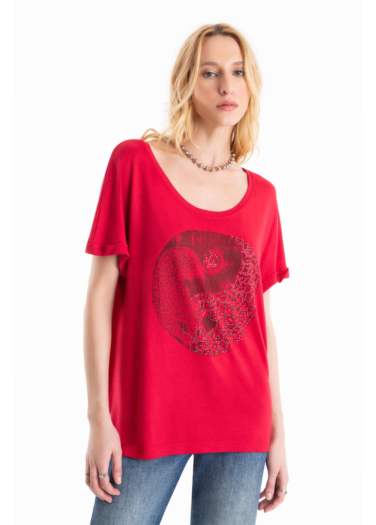 Blusa Visco Canoa Ellus Onça Vermelho