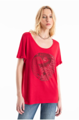 Blusa Visco Canoa Ellus Onça Vermelho