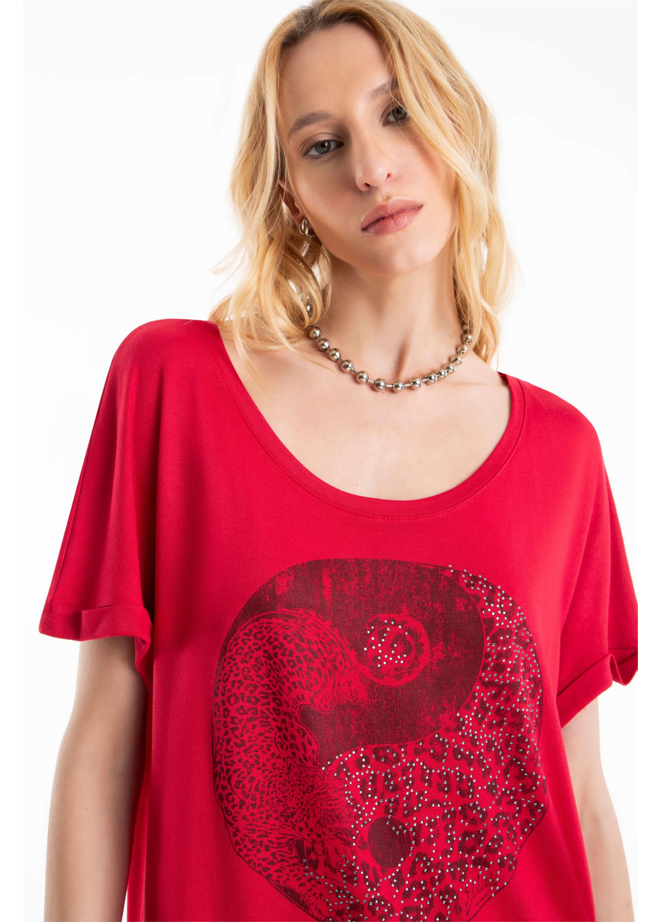 Blusa Visco Canoa Ellus Onça Vermelho