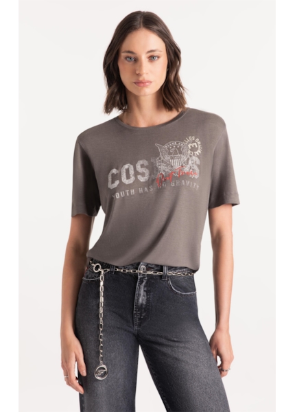 Blusa Visco Cosmos Boxy Tabaco