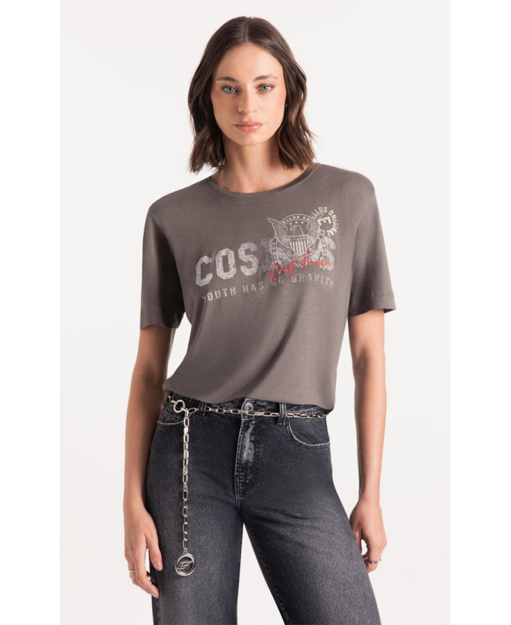 Blusa Visco Cosmos Boxy Tabaco