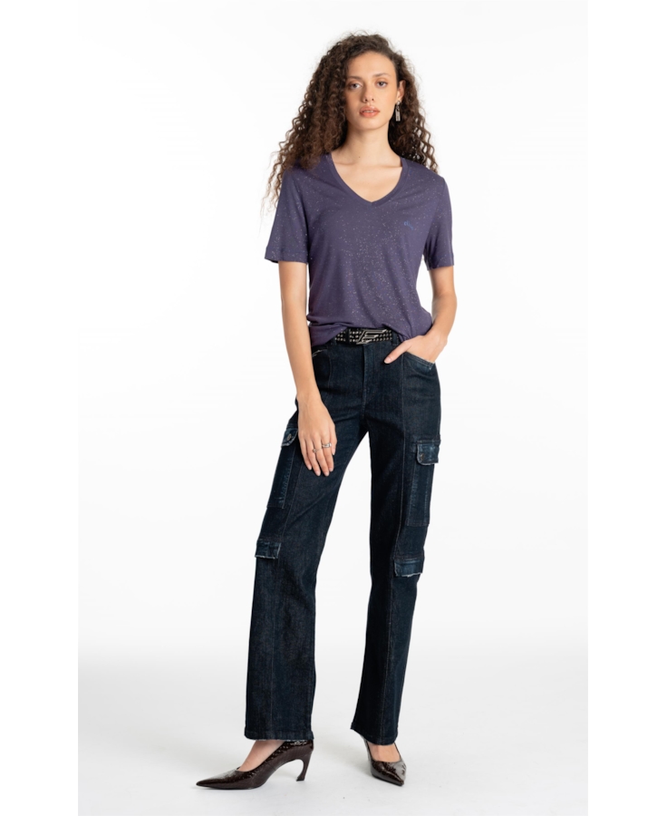 Blusa Visco Ellus Gothic New York Purple Blue