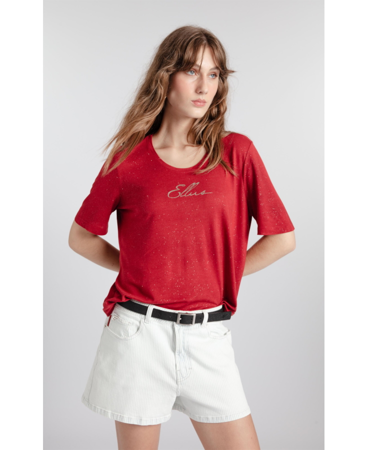 Blusa Visco Ellus Handwriting Boxy Vermelho