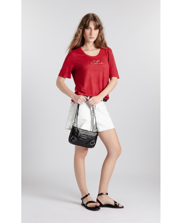 Blusa Visco Ellus Handwriting Boxy Vermelho
