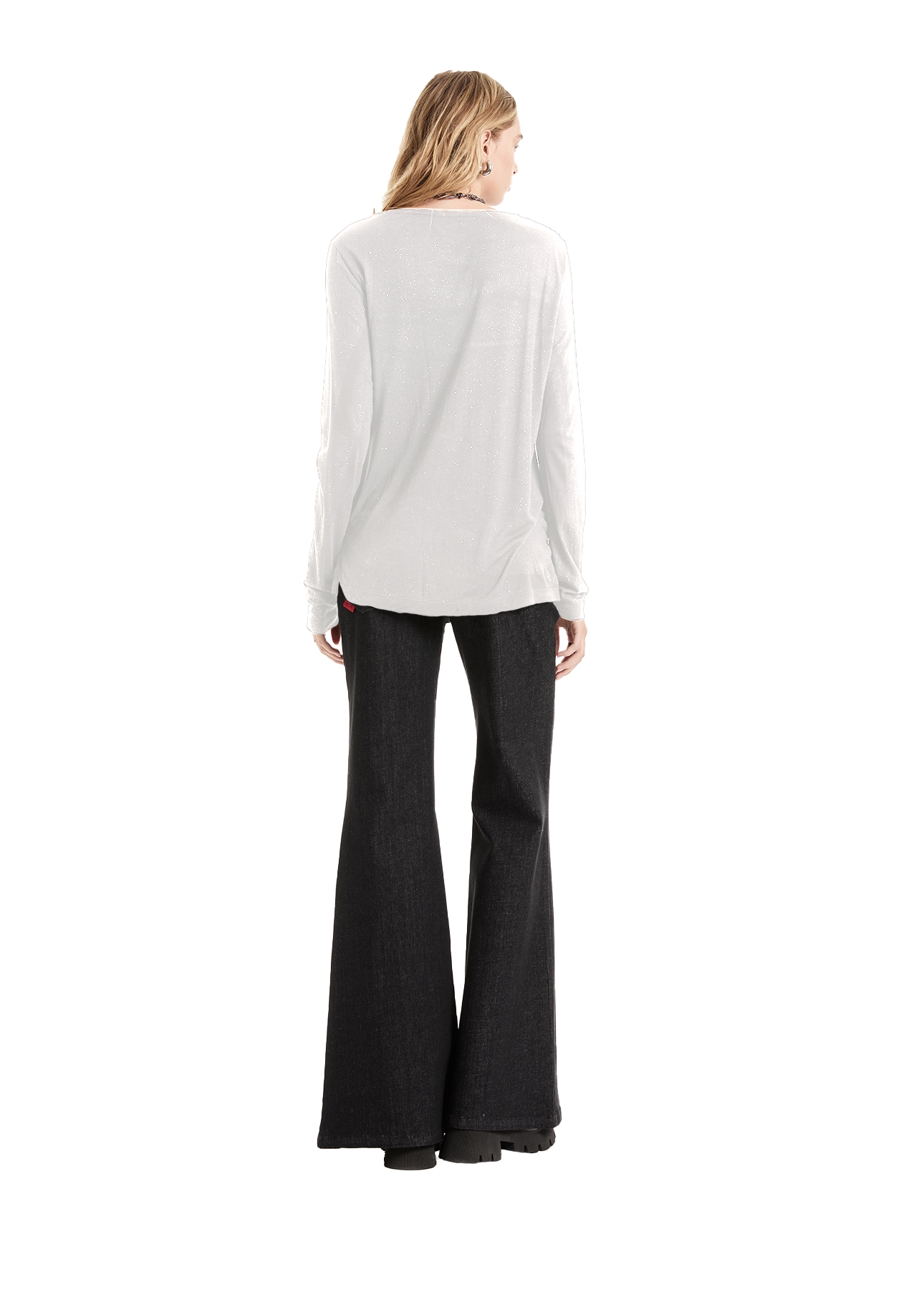 Blusa Visco Glitter Ml Off White