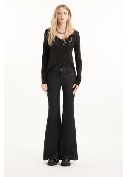 Blusa Visco Glitter Ml Preto