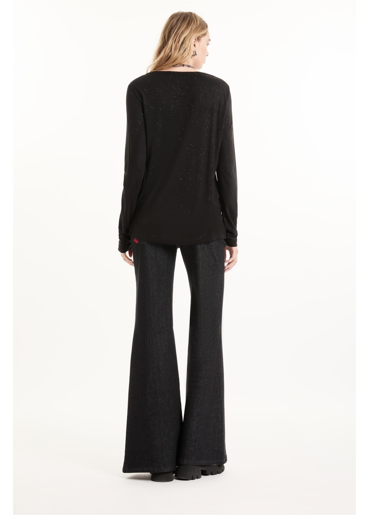 Blusa Visco Glitter Ml Preto