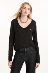 Blusa Visco Glitter Ml Preto