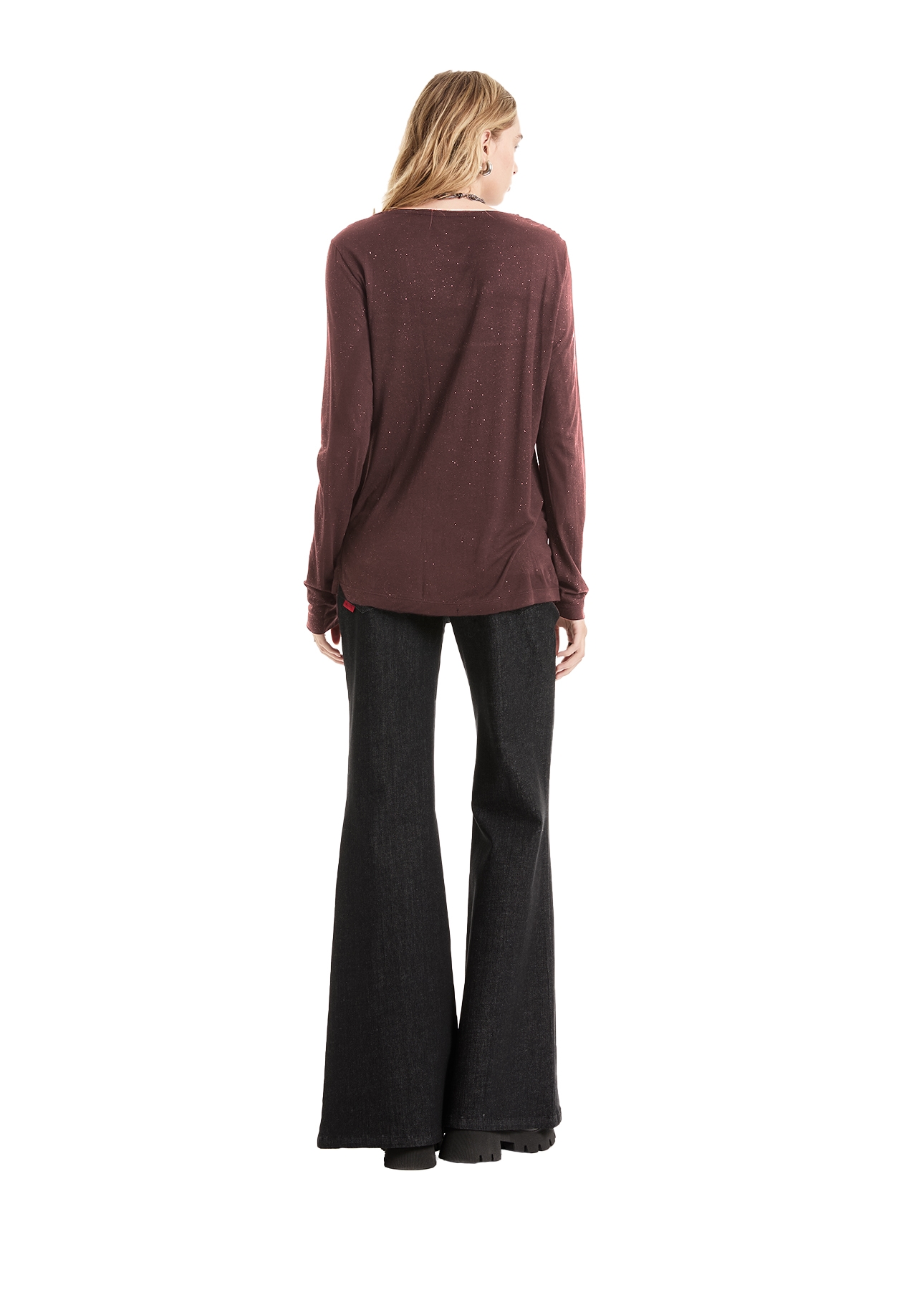 Blusa Visco Glitter Ml Vinho