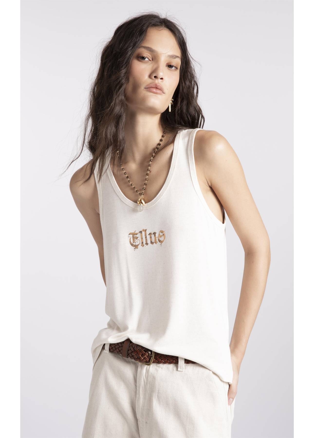 Blusa Visco Linen Melange Gothic Natural