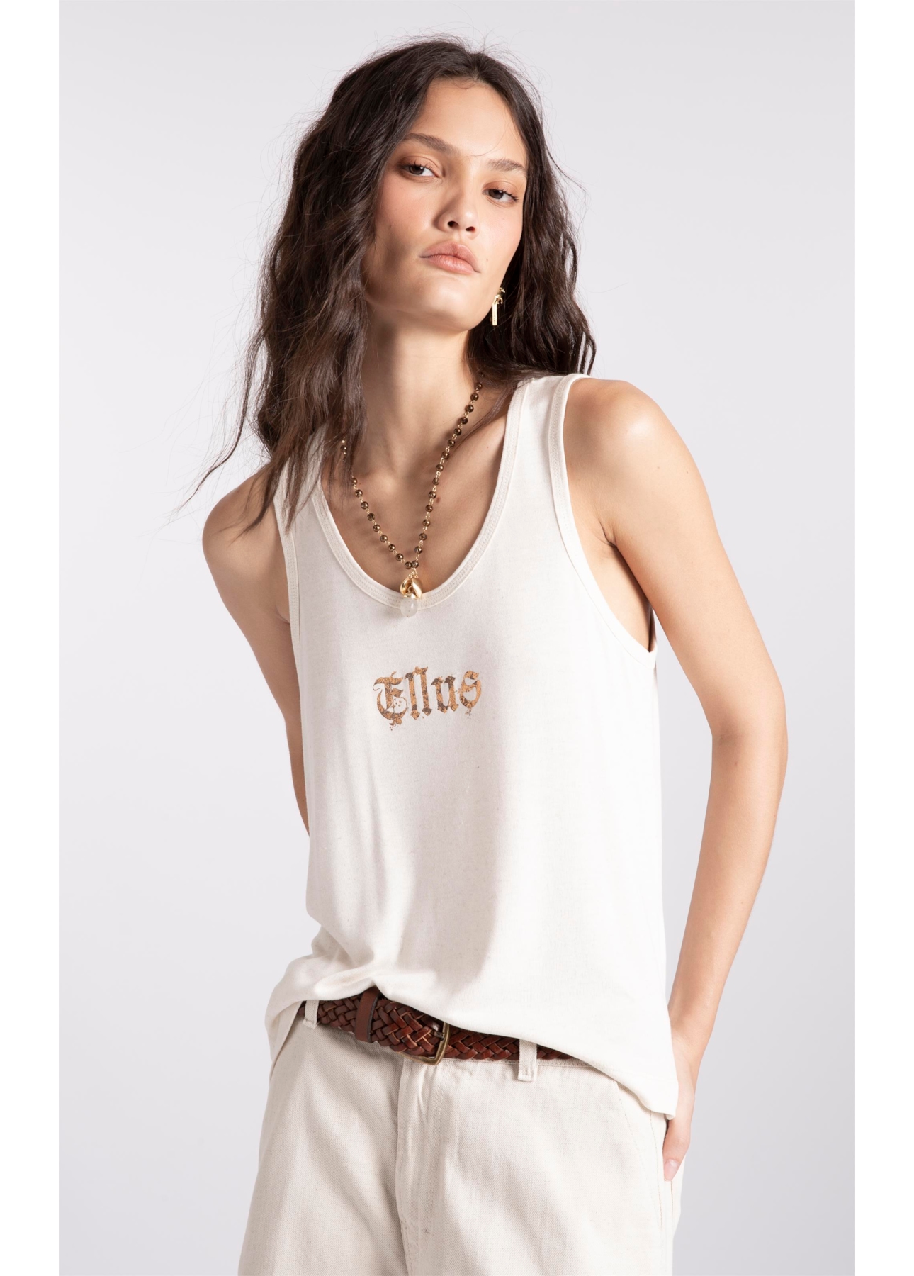 Blusa Visco Linen Melange Gothic Natural