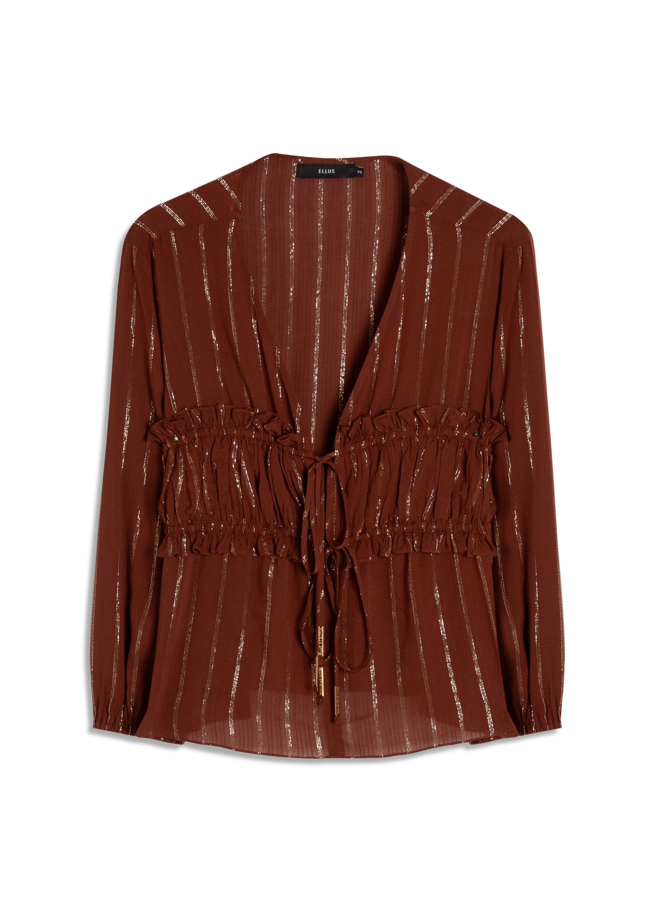 Blusa Visco Lurex Elastic Cuff Marrom