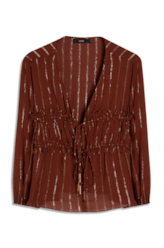 Blusa Visco Lurex Elastic Cuff Marrom