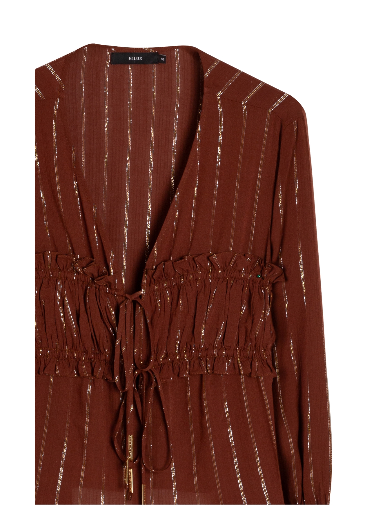 Blusa Visco Lurex Elastic Cuff Marrom