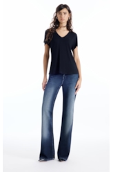 Blusa Visco Lycra Neckline Preto