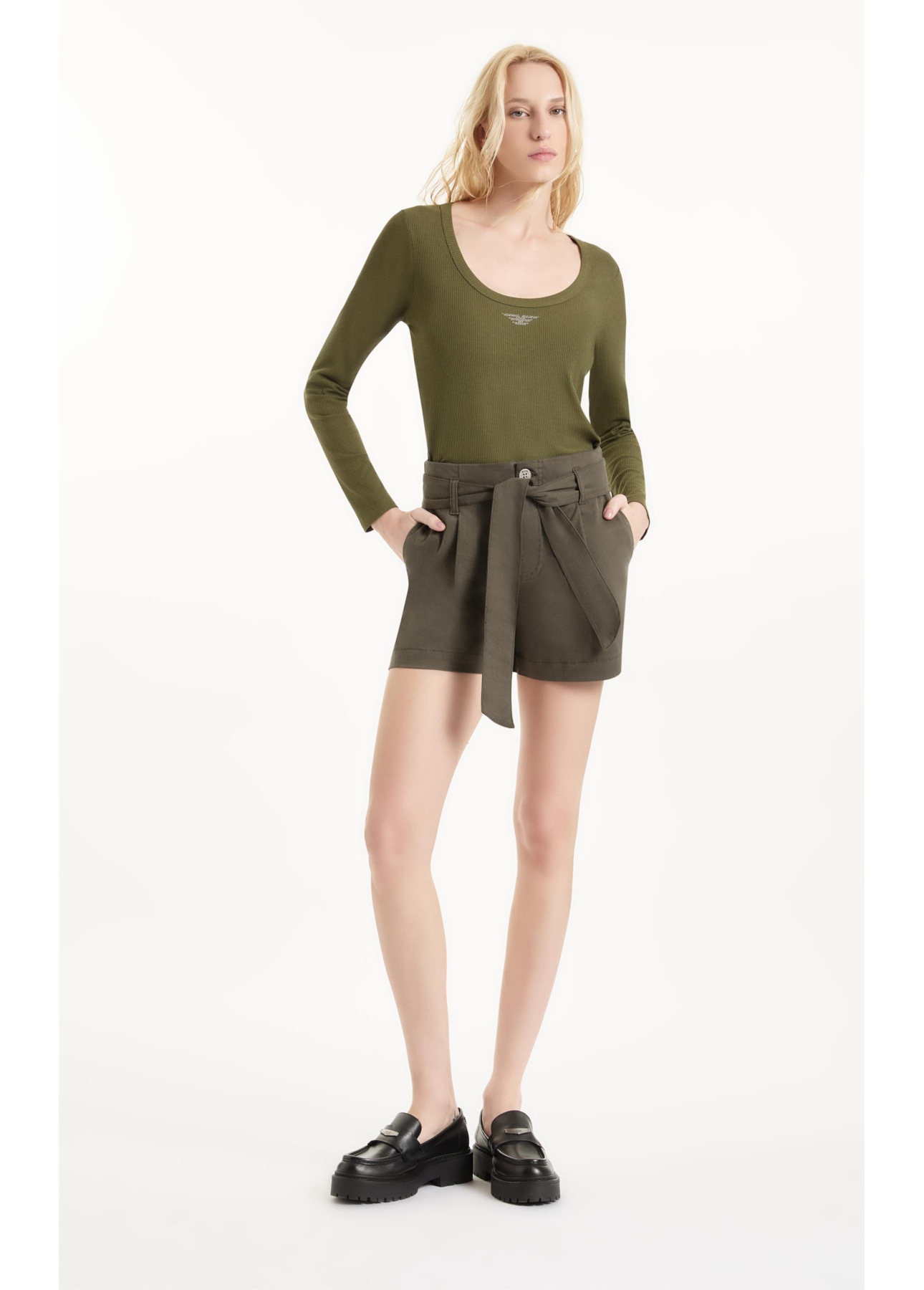 Blusa Visco Rib Hotfix Verde Militar