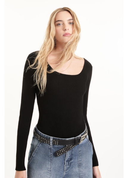 Blusa Visco Ribbed Preto