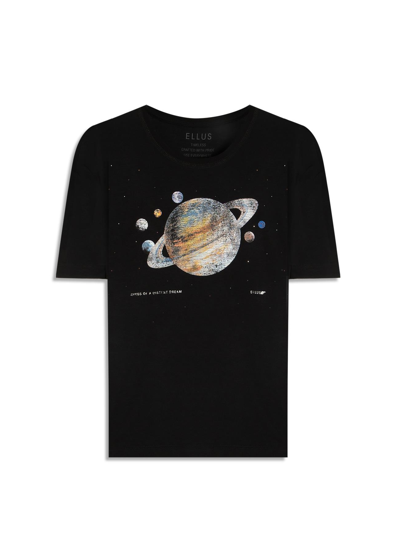 Blusa Visco Saturno Shine Boxy Preto
