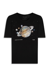 Blusa Visco Saturno Shine Boxy Preto