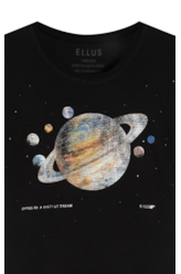 Blusa Visco Saturno Shine Boxy Preto