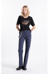 Blusa Visco Saturno Shine Boxy Preto