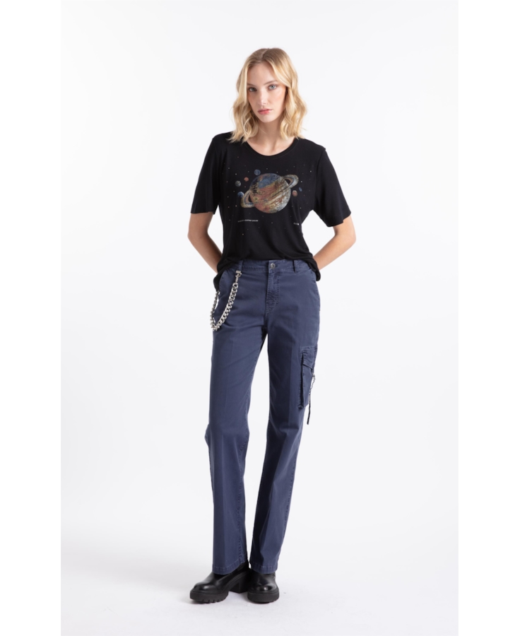 Blusa Visco Saturno Shine Boxy Preto