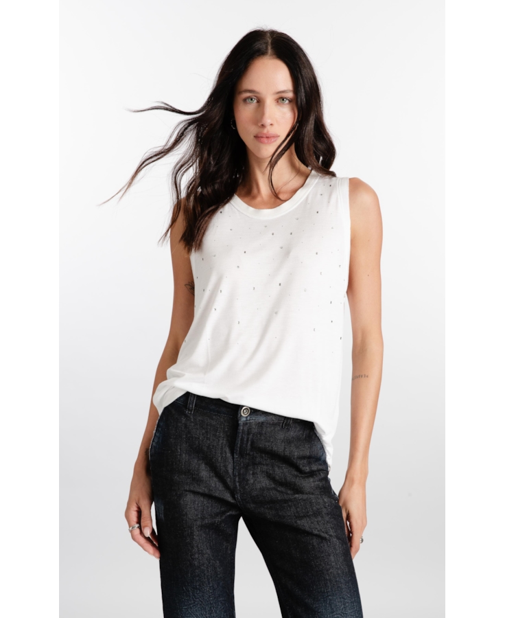 Blusa  Visco Shine Hotfix Off White