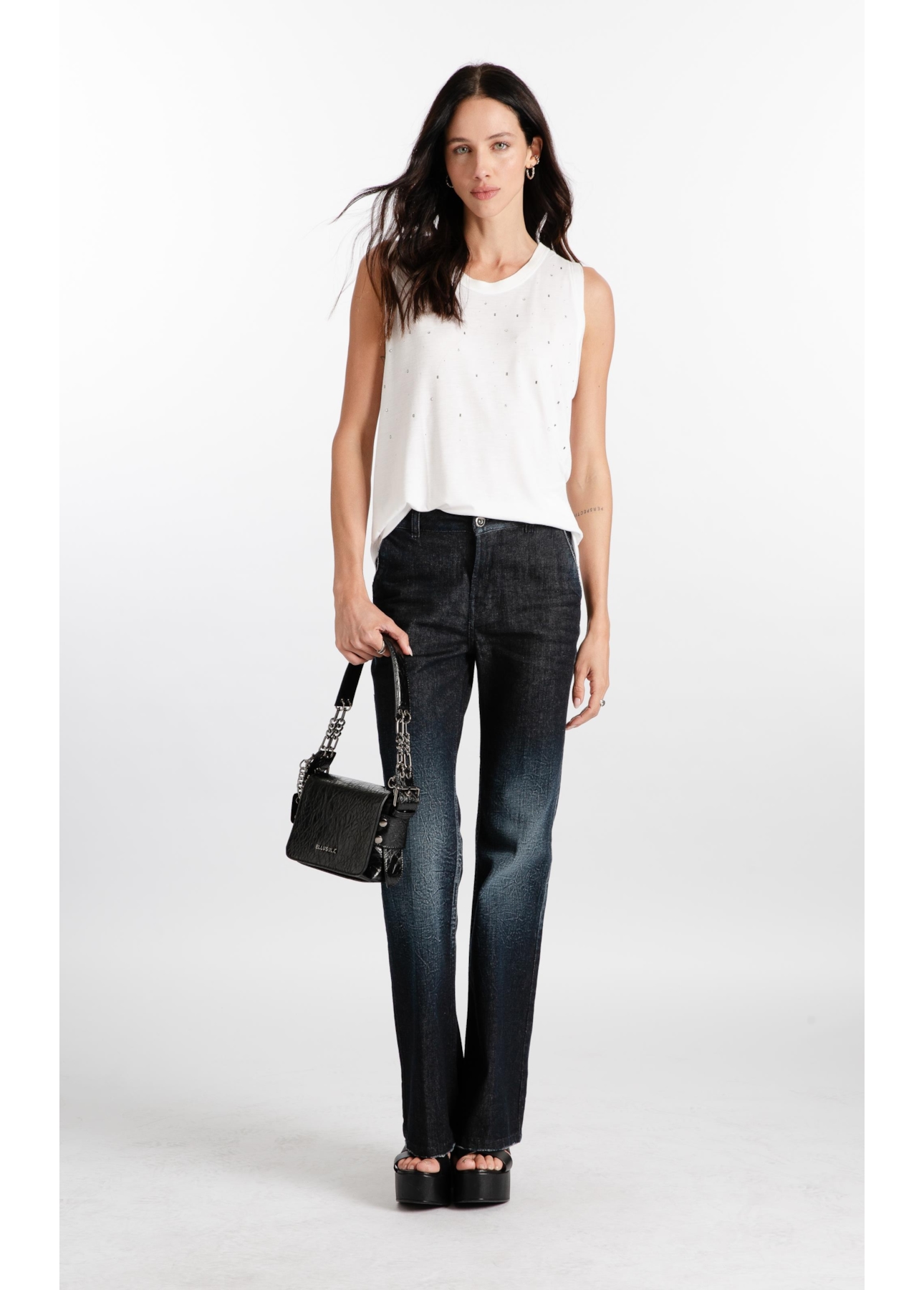 Blusa  Visco Shine Hotfix Off White