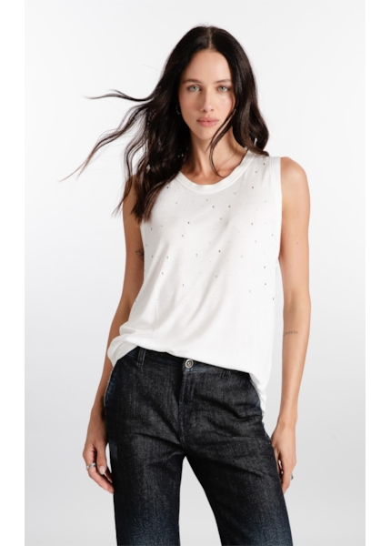 Blusa  Visco Shine Hotfix Off White