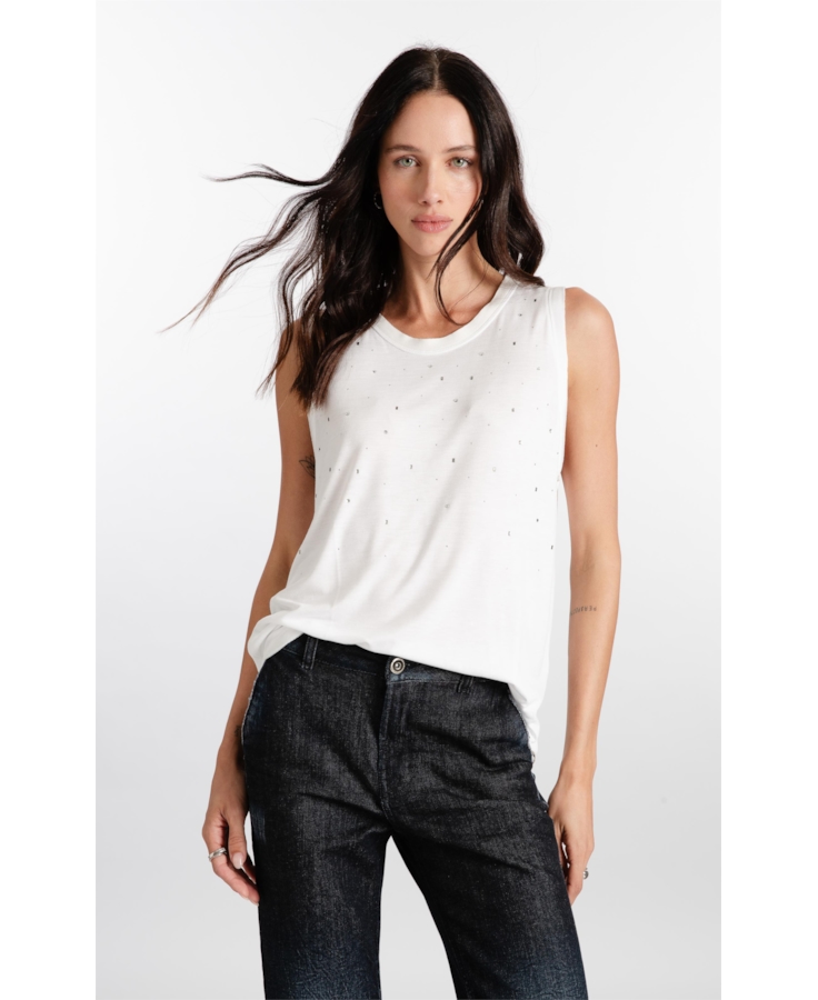 Blusa  Visco Shine Hotfix Off White
