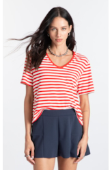 Blusa Visco Striped Vermelho