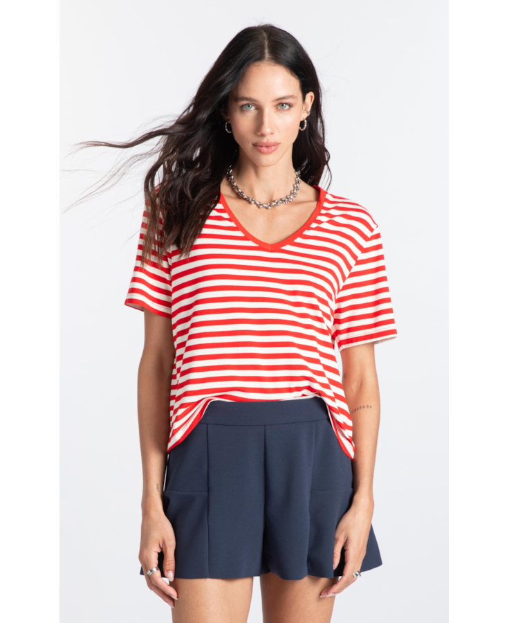 Blusa Visco Striped Vermelho