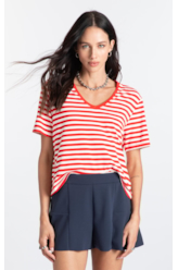 Blusa Visco Striped Vermelho
