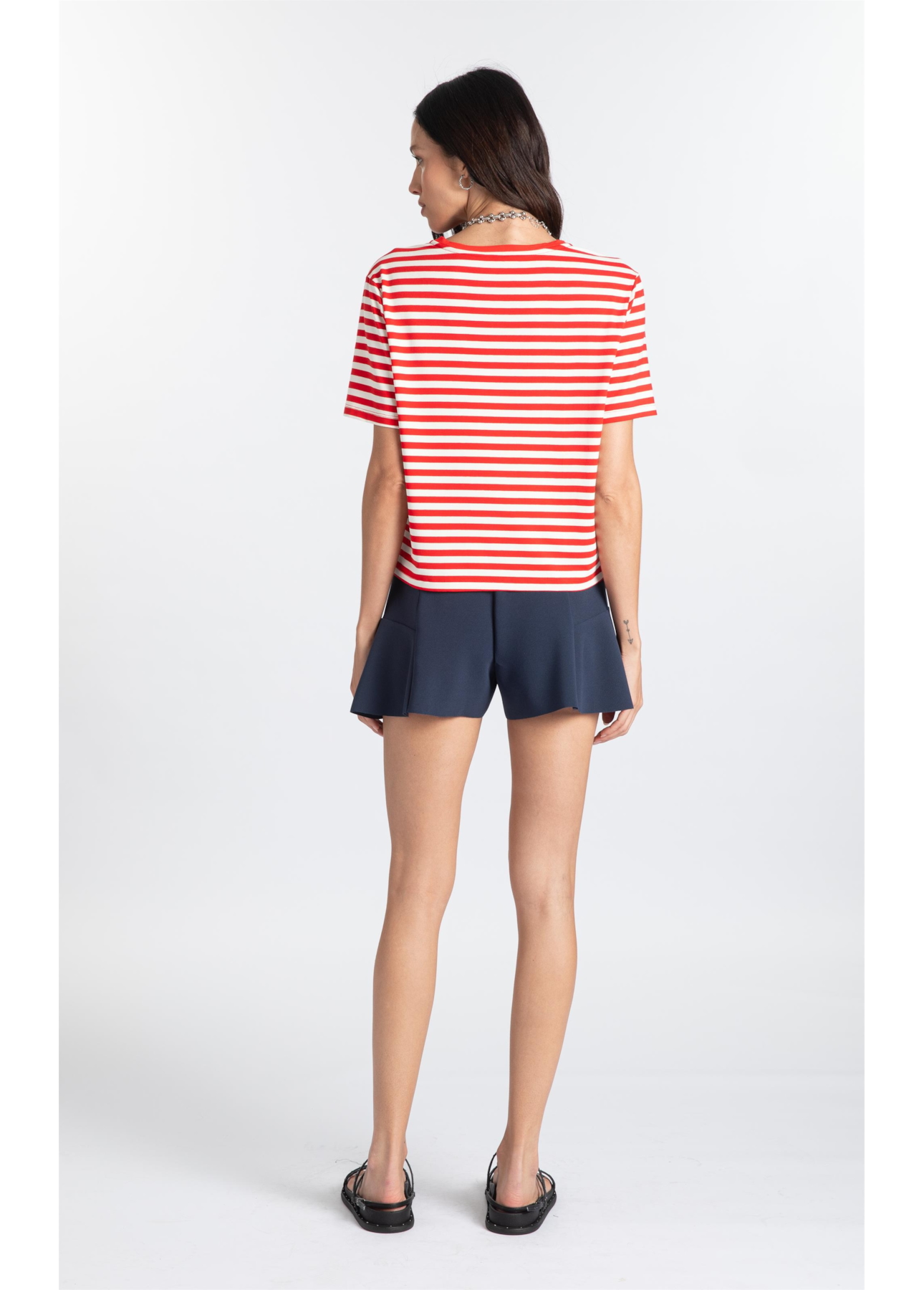 Blusa Visco Striped Vermelho