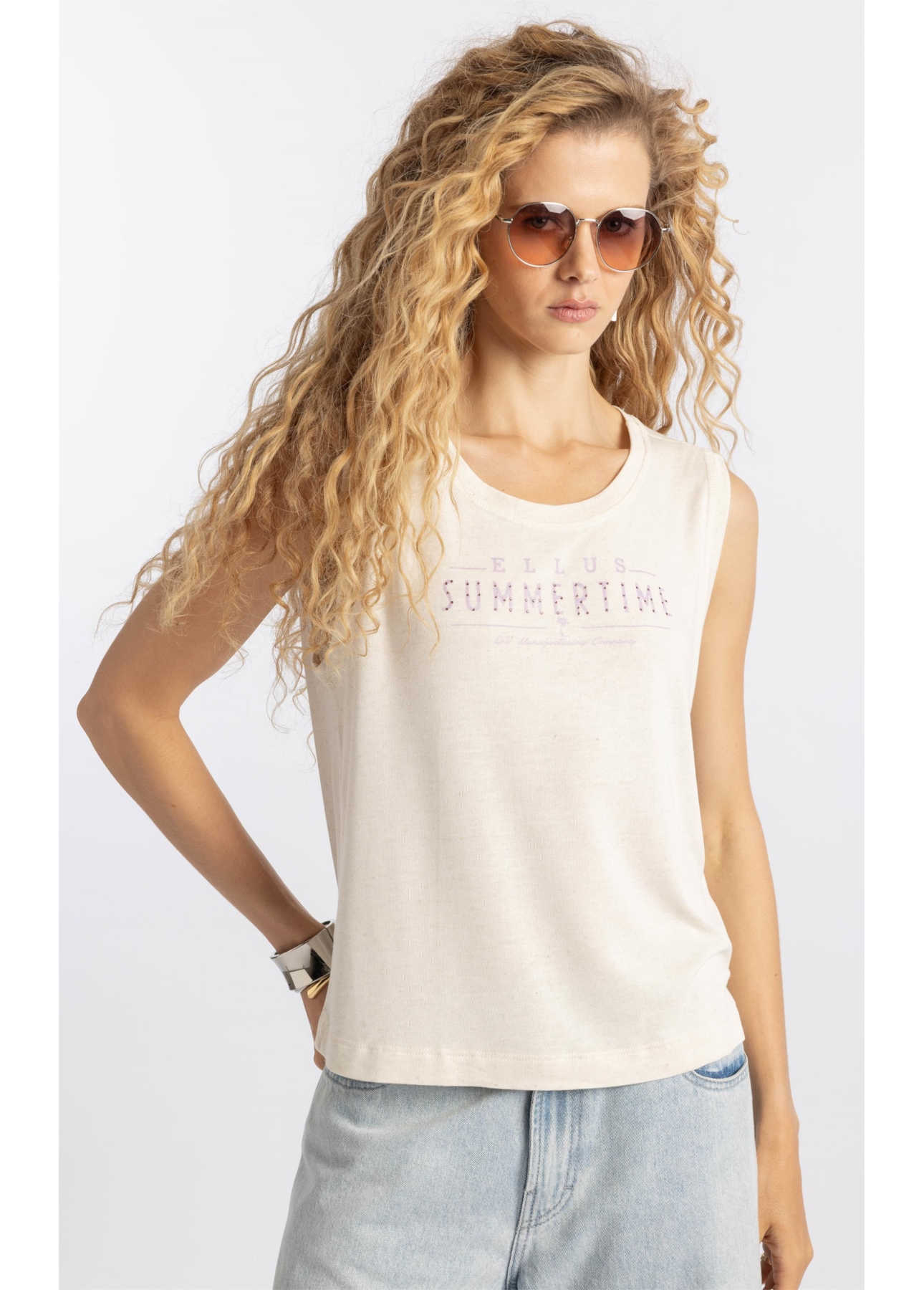 Blusa Viscolinen Ellus Manufacturing Boyish Natural