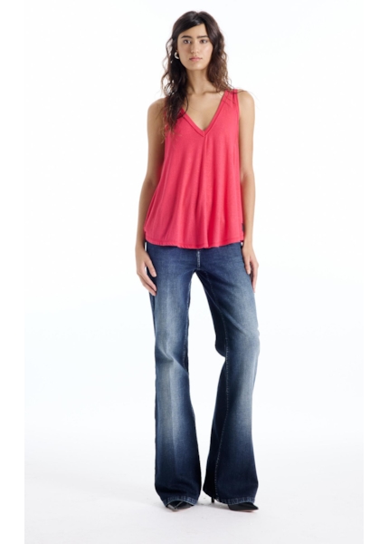 Blusa Viscolinho Neck Trapezio Vermelho