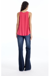 Blusa Viscolinho Neck Trapezio Vermelho