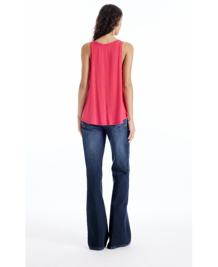 Blusa Viscolinho Neck Trapezio Vermelho