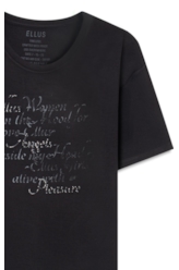 Blusa Viscolycra Arte Frase Preto