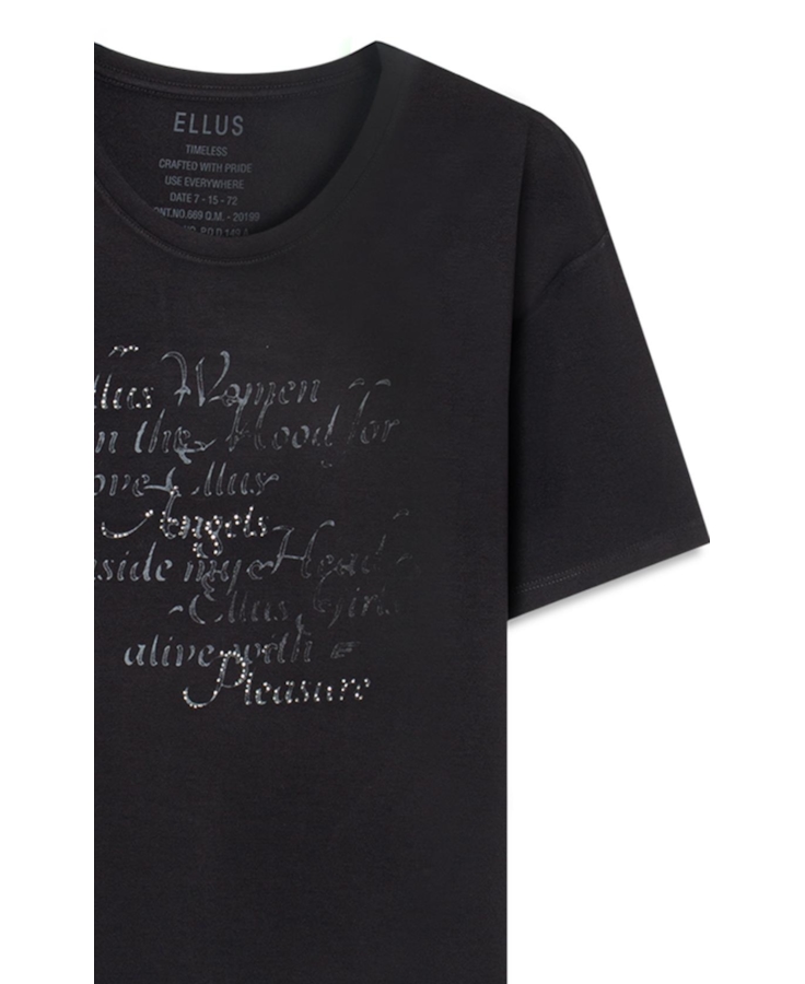 Blusa Viscolycra Arte Frase Preto